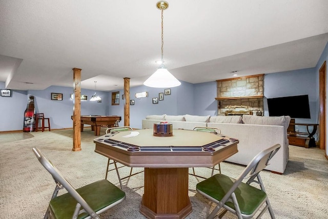 12808 Howe Dr, Leawood, KS 66209 - dining area featuring billiards and light carpet