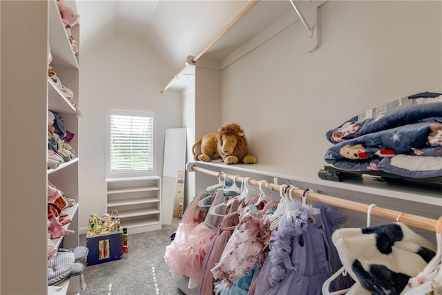 16200 Stearns St, Overland Park, KS 66221 - walk in closet featuring carpet flooring and vaulted ceiling