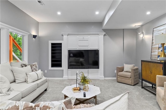 4612 Roberts St, Shawnee, KS 66226 - living room featuring light colored carpet and recessed lighting