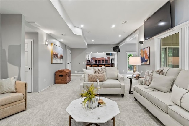 4612 Roberts St, Shawnee, KS 66226 - living room with light carpet and recessed lighting