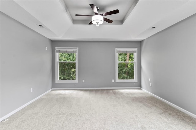 4612 Roberts St, Shawnee, KS 66226 - spare room featuring a tray ceiling, carpet floors, and healthy amount of natural light
