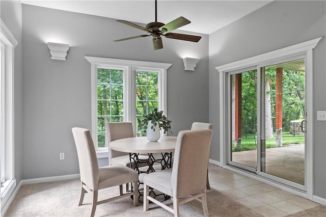 4612 Roberts St, Shawnee, KS 66226 - dining space with ceiling fan and light tile patterned floors