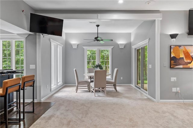 4612 Roberts St, Shawnee, KS 66226 - carpeted dining area with ceiling fan and plenty of natural light