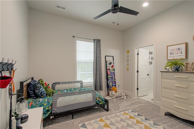 2241 Foxtail Dr, Kearney, MO 64060 - bedroom featuring carpet floors, baseboards, recessed lighting, and a ceiling fan
