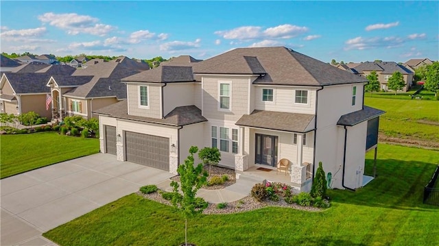 2241 Foxtail Dr, Kearney, MO 64060 - view of front of property with an attached garage, driveway, a residential view, a front yard, and a shingled roof