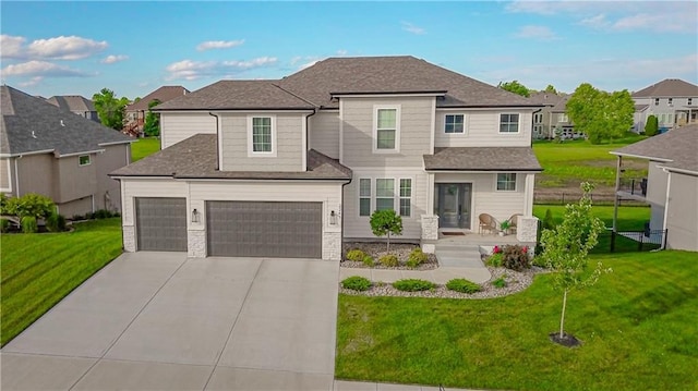 2241 Foxtail Dr, Kearney, MO 64060 - view of front of property featuring driveway, a front yard, a residential view, and a garage