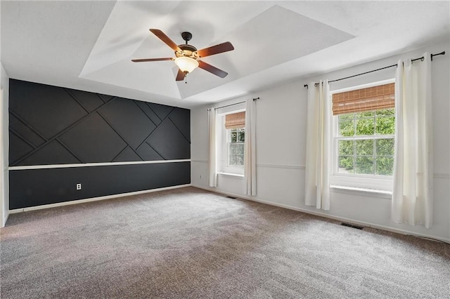 15642 W 146th Ter, Olathe, KS 66062 - unfurnished room featuring plenty of natural light, a tray ceiling, a ceiling fan, and carpet
