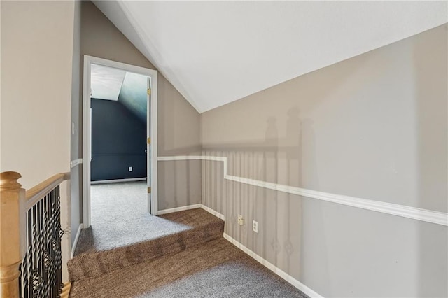 15642 W 146th Ter, Olathe, KS 66062 - hall featuring lofted ceiling, carpet floors, and baseboards