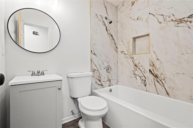8003 E 118th Ter, Kansas City, MO 64134 - bathroom with vanity, toilet, and wood finished floors