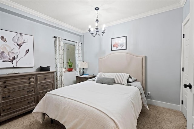 24957 W 98th St, Lenexa, KS 66227 - carpeted bedroom with ornamental molding, a chandelier, and baseboards
