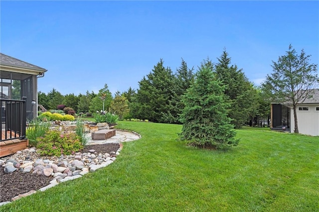 24957 W 98th St, Lenexa, KS 66227 - view of green lawn with a sunroom