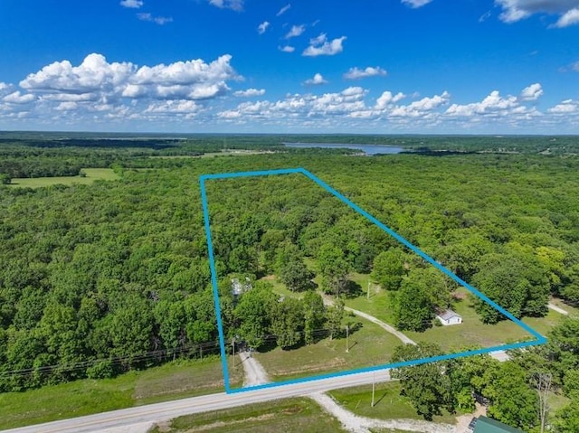 20435 Rb Hwy, Flemington, MO 65650 - aerial view of property and surrounding area with a heavily wooded area and property parcel outlined