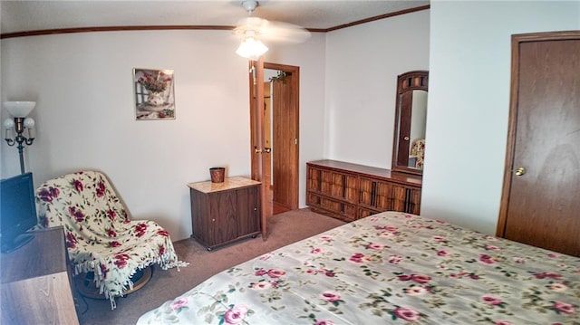 20435 Rb Hwy, Flemington, MO 65650 - carpeted bedroom featuring ornamental molding and a ceiling fan
