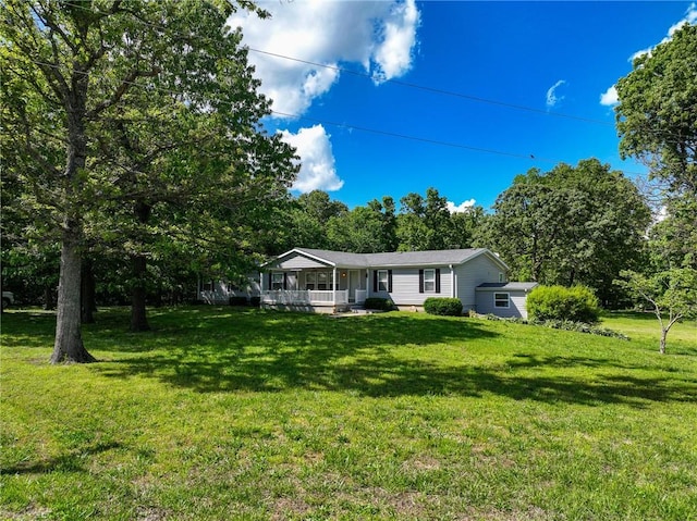 20435 Rb Hwy, Flemington, MO 65650 - view of green lawn featuring covered porch and view of scattered trees