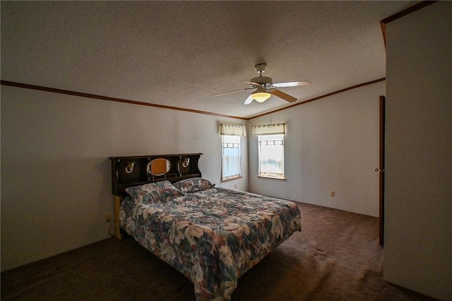 20435 Rb Hwy, Flemington, MO 65650 - carpeted bedroom with ornamental molding, a ceiling fan, and a textured ceiling