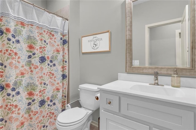 301 Sunrise Dr, Louisburg, KS 66053 - bathroom featuring vanity, toilet, and a shower with shower curtain
