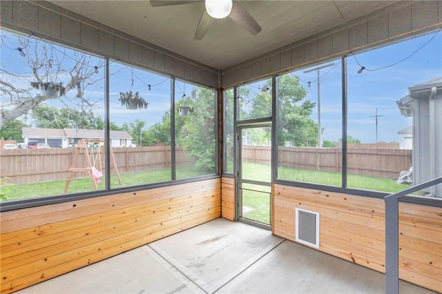 301 Sunrise Dr, Louisburg, KS 66053 - unfurnished sunroom with ceiling fan