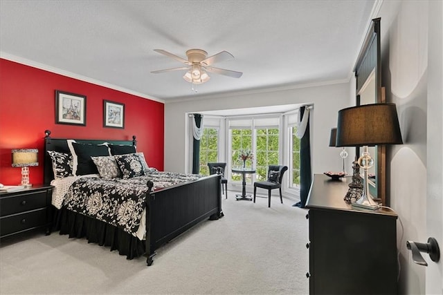 12613 Sherwood St, Leawood, KS 66209 - bedroom with access to outside, ornamental molding, carpet flooring, and ceiling fan