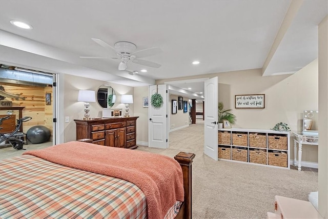 12613 Sherwood St, Leawood, KS 66209 - bedroom with light carpet, recessed lighting, and baseboards