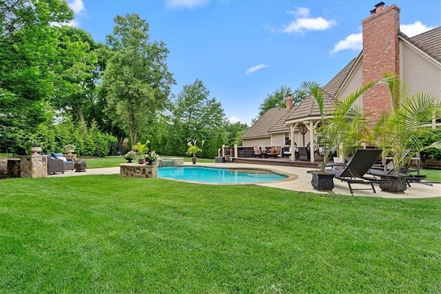 12613 Sherwood St, Leawood, KS 66209 - outdoor pool with a patio and a yard