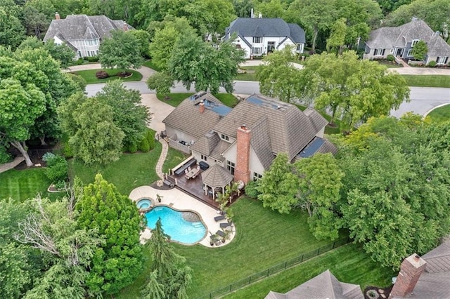 12613 Sherwood St, Leawood, KS 66209 - aerial perspective of suburban area featuring a pool area