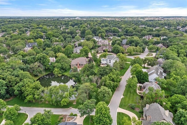 12613 Sherwood St, Leawood, KS 66209 - aerial perspective of suburban area featuring a nearby body of water