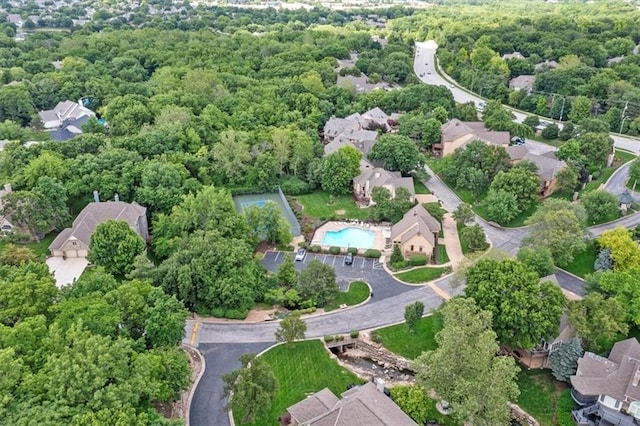 12613 Sherwood St, Leawood, KS 66209 - aerial view of property and surrounding area with a pool
