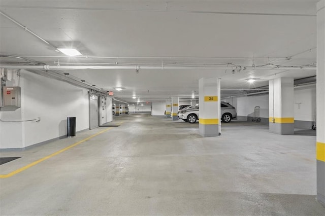 parking deck with electric panel