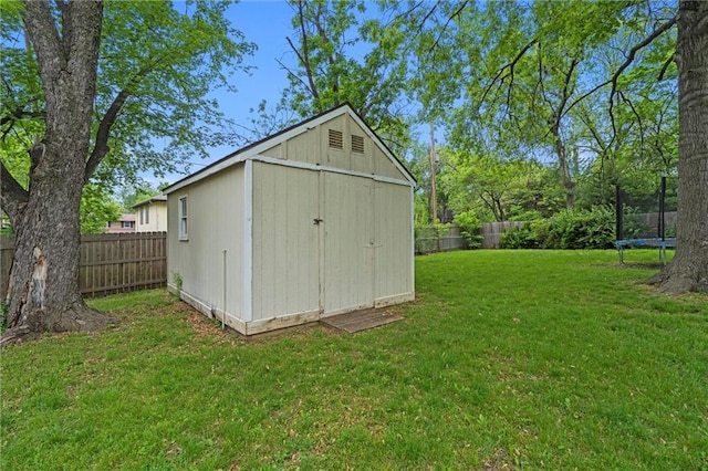 view of shed featuring a trampoline