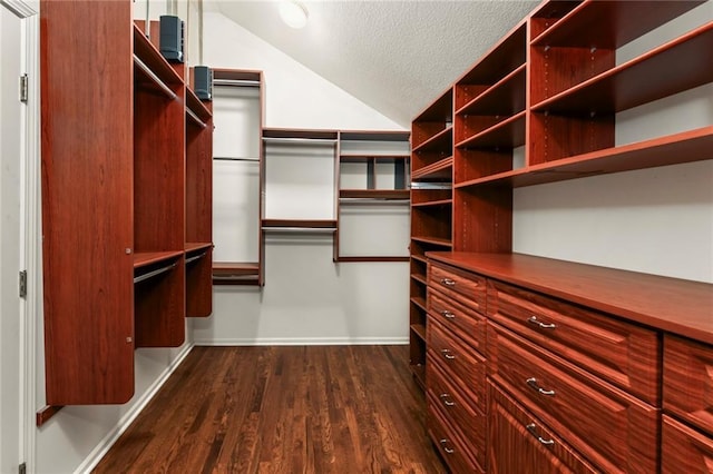 12843 Noland St, Overland Park, KS 66213 - spacious closet with lofted ceiling and dark wood-style floors