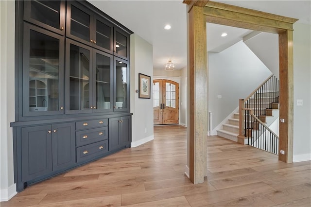 11588 S Houston St, Olathe, KS 66061 - foyer entrance featuring baseboards, light wood-type flooring, stairs, and recessed lighting