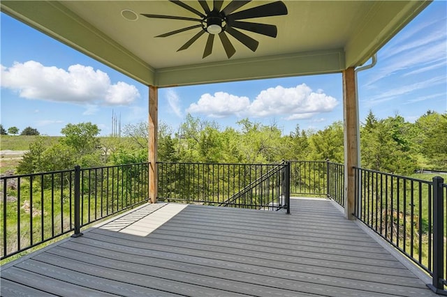 11588 S Houston St, Olathe, KS 66061 - wooden terrace featuring a ceiling fan