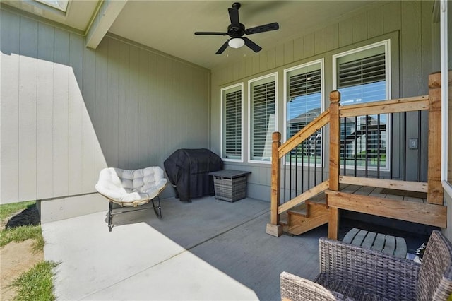 24765 W 89th Ter, Lenexa, KS 66227 - view of patio / terrace with ceiling fan and area for grilling