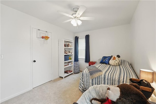 9849 Riggs St, Overland Park, KS 66212 - bedroom featuring light carpet, baseboards, and a ceiling fan