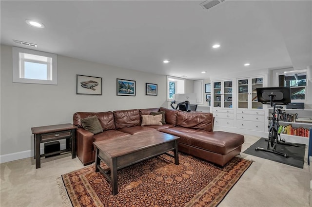 605 W 59th Ter, Kansas City, MO 64113 - living area featuring recessed lighting and light carpet