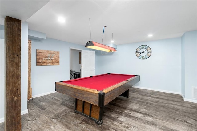 222 Prairie Ln, Wellsville, KS 66092 - rec room featuring baseboards, wood finished floors, recessed lighting, and billiards table