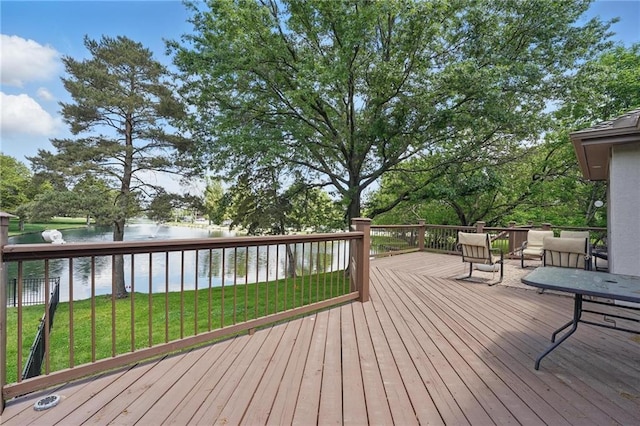 11203 Cedar St, Leawood, KS 66211 - deck with a water view and a lawn