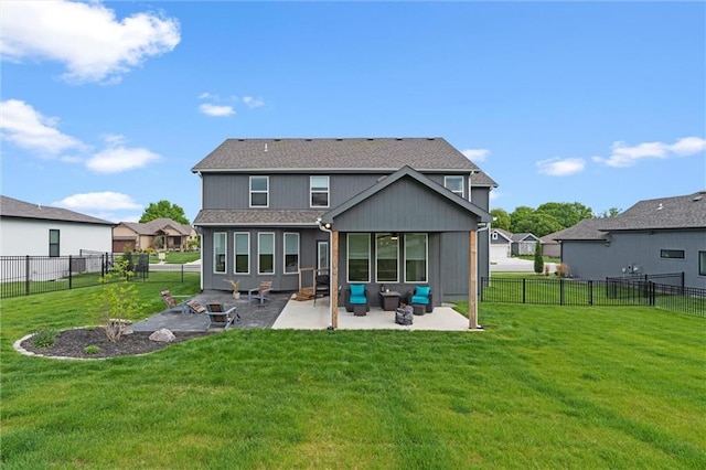 4813 NE Jamestown Dr, Lees Summit, MO 64064 - back of property with a patio area, a fenced backyard, and a shingled roof