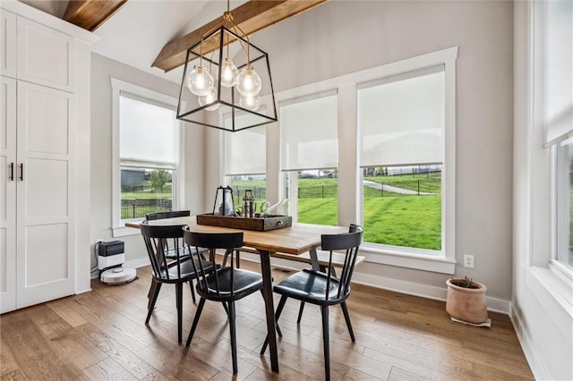 4813 NE Jamestown Dr, Lees Summit, MO 64064 - dining space with a chandelier, wood finished floors, and healthy amount of natural light