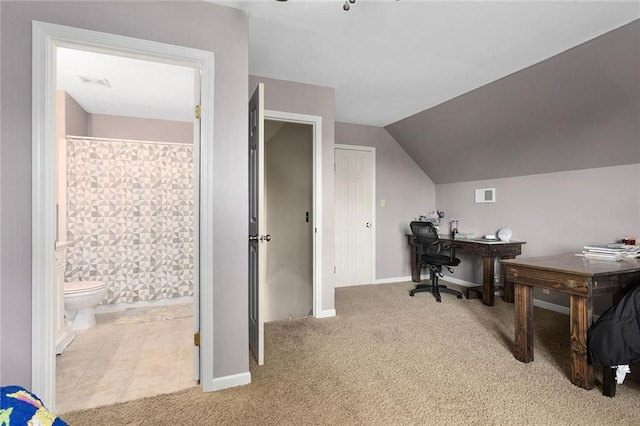 17699 157th Ter, Basehor, KS 66007 - office featuring light carpet, baseboards, and vaulted ceiling