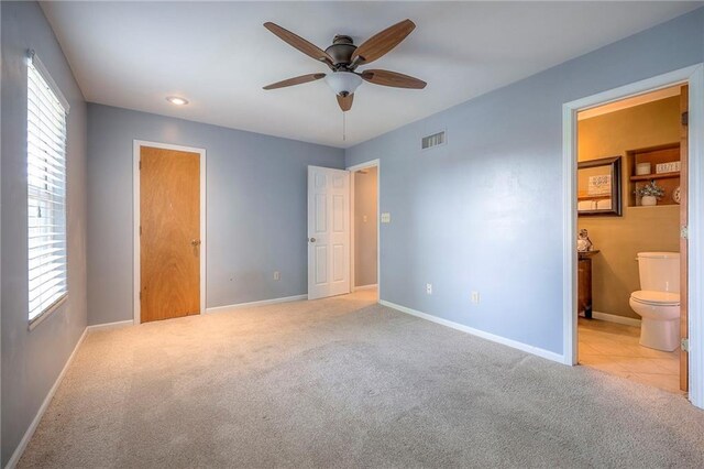4729 Halsey St, Shawnee, KS 66216 - unfurnished bedroom featuring carpet flooring, ensuite bathroom, a ceiling fan, and recessed lighting