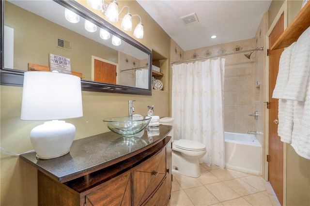 4729 Halsey St, Shawnee, KS 66216 - bathroom with vanity, tile patterned flooring, and shower / tub combo with curtain