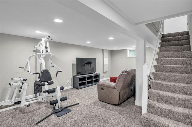 835 N 83rd Dr, Kansas City, KS 66112 - workout area featuring recessed lighting, carpet, and baseboards