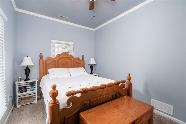 16805 266th Rd, Atchison, KS 66002 - carpeted bedroom with ornamental molding, baseboards, and a ceiling fan