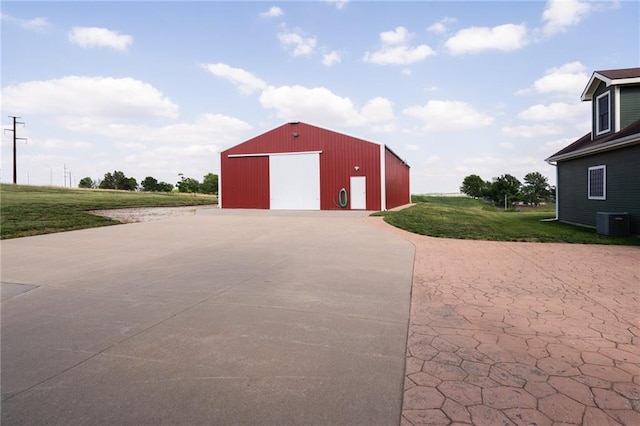 16805 266th Rd, Atchison, KS 66002 - view of pole building with central AC unit and a lawn