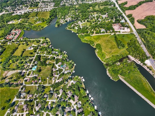 1717 NE Luther Rd, Lees Summit, MO 64086 - aerial overview of property's location with a large body of water