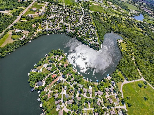 1717 NE Luther Rd, Lees Summit, MO 64086 - aerial overview of property's location with a large body of water