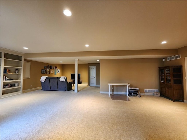 14650 NW 66th Ter, Parkville, MO 64152 - finished basement with light carpet, recessed lighting, and baseboards