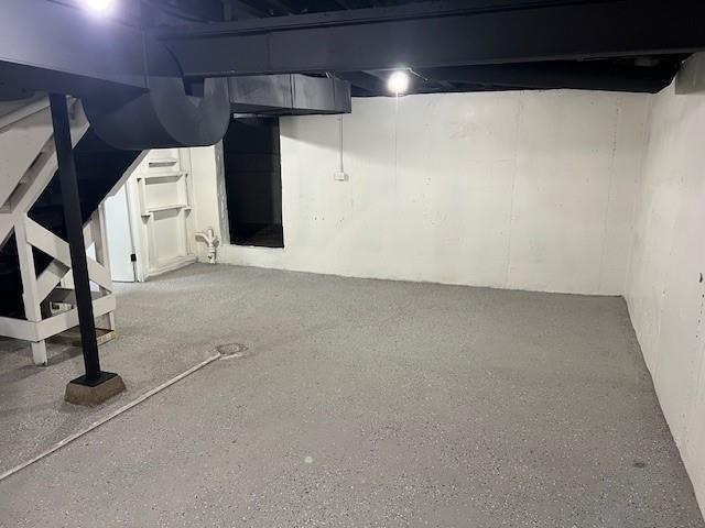 view of unfinished basement