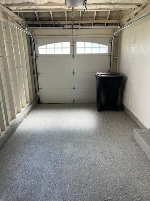 garage with a garage door opener